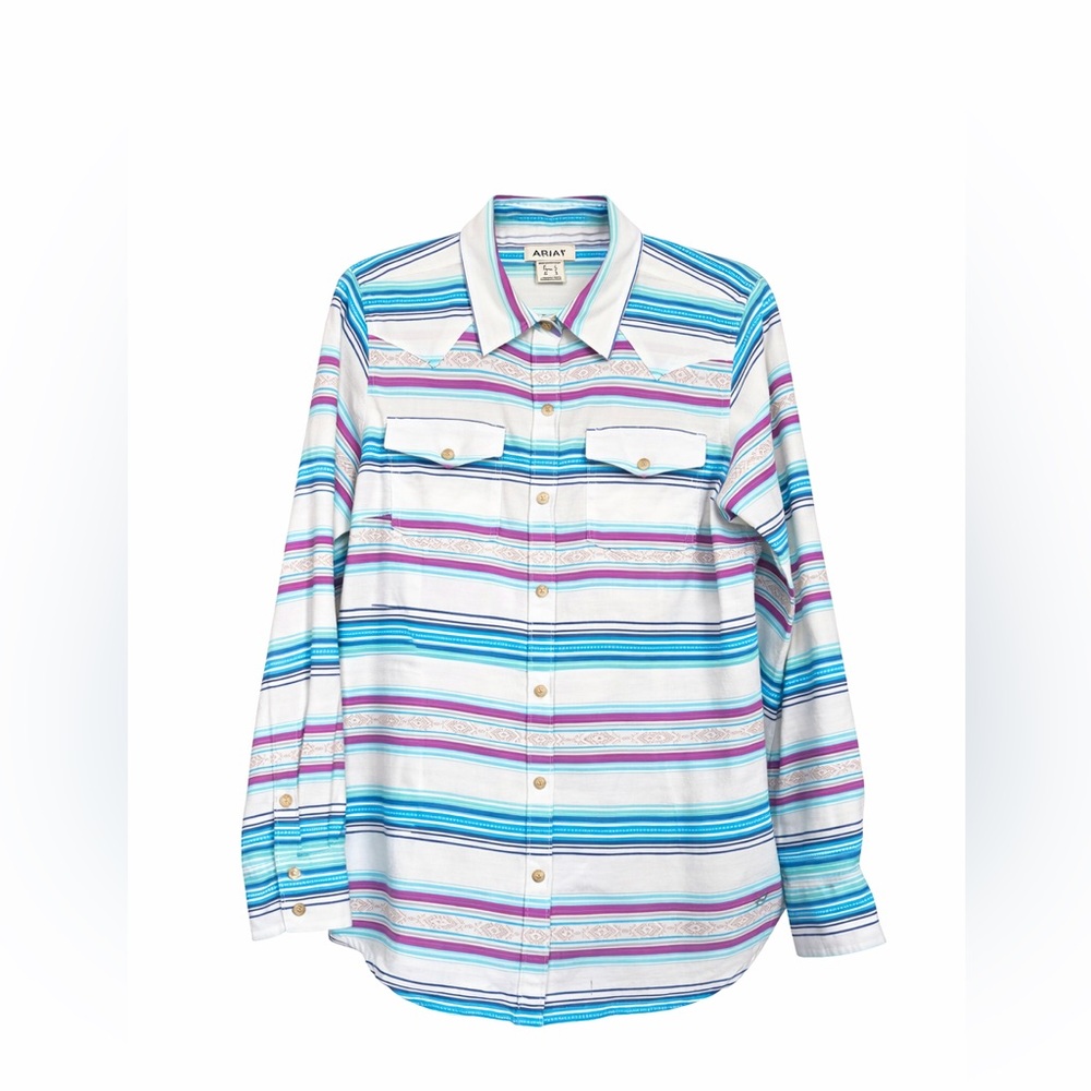Ariat Rica Western Shirt Womens Medium Southwest Striped Cotton Button Front